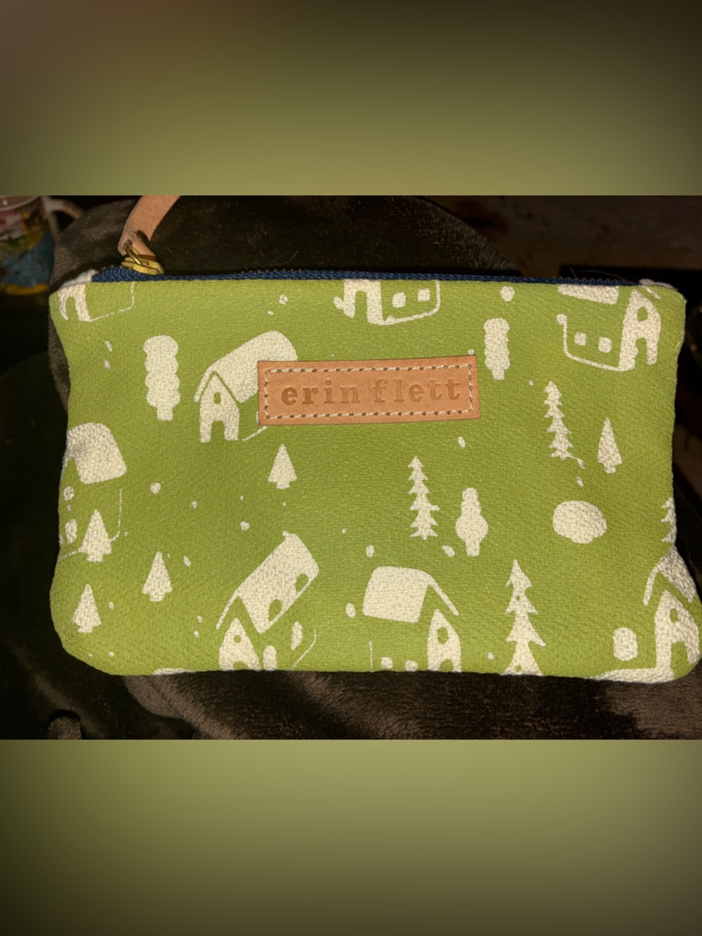 Green Woodland Print Cosmetic Pouch